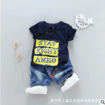 2018 summer new boy suit 0-4 years old children's cartoon Korean cotton explosion models two-piece |
