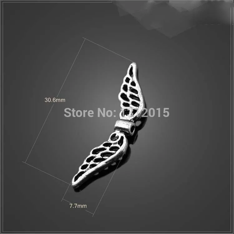 100 шт. антикварная серебряная подвеска в форме ангельских крыльев разделительные
