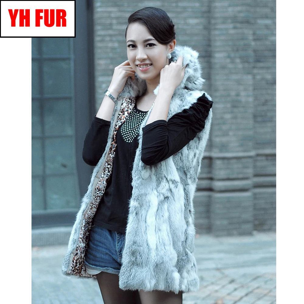 Новинка Лидер продаж Женские жилет из настоящего кроличьего меха женские 100%