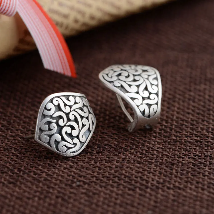 Серьги из серебра 925 для женщин ювелирные изделия Модные Букле д 'Орель S925 серебро лист серьги с узором