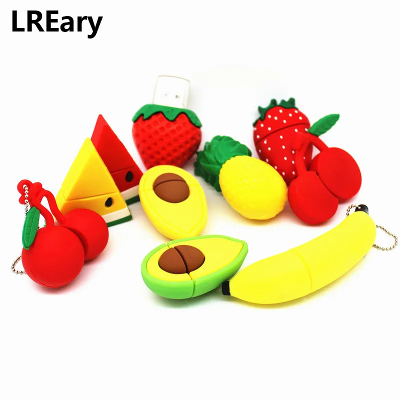 

Pendrive Fruits USB Flash Drive 4GB 8GB 16GB 32GB 64G Cartoon banana USB Stick watermelon Memory Stick Flash Disk Avocado/Cherry