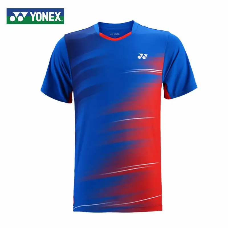Yonex мужские футболки для бадминтона дышащие удобные быстросохнущие фитнес соревнования с коротким рукавом спортивные футболки - Цвет: Красный