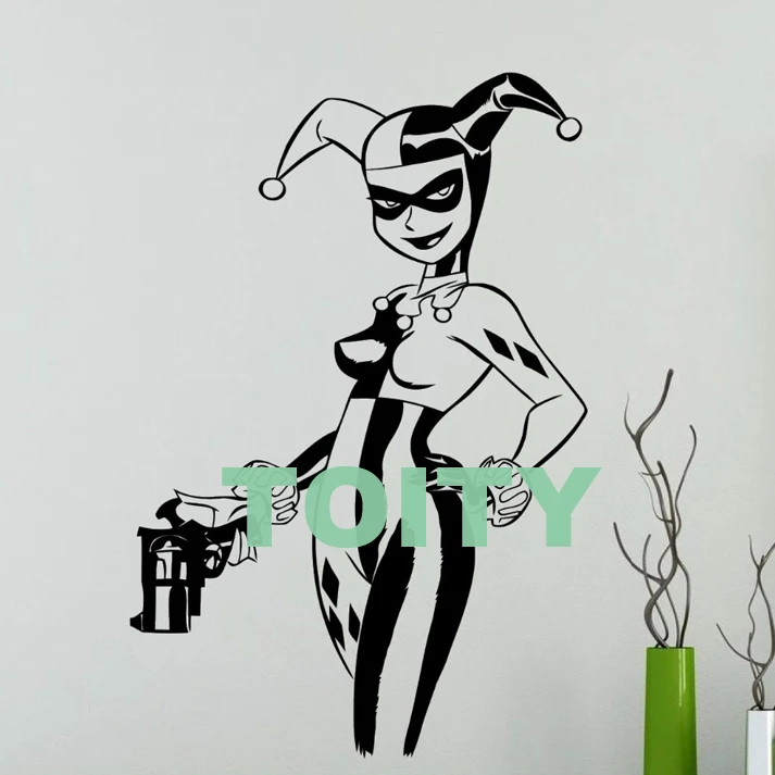 H80cm x W54cm 23 дизайна, наклейка на стену Харли Квинн, плакат супергероя, Виниловая наклейка для подростковой комнаты, домашний декор, съемная Фреска - Цвет: H80cm x W54cm