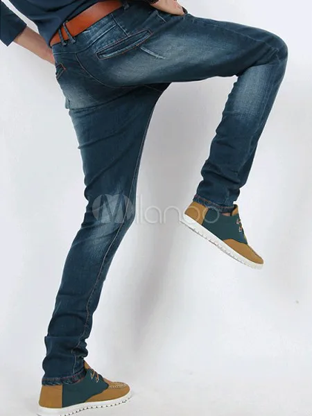 new 2014 famous brand designer Fashion Blue Pockets Solid Color Cotton Skinny Men's Jeans|fashion maternity jeans|fashion bindersjeans organic |