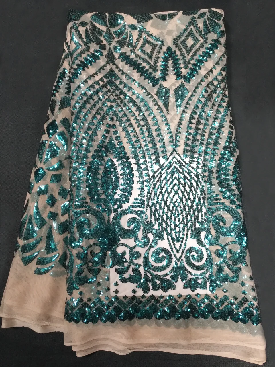 

2017 High Quality African Laces Embroidery Fabrics / Royal Blue Sequins African Net Swiss Lace Fabric ALC-JL908