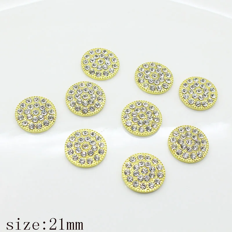 YWXINXI Redondo cristales botón oro Металл ajuste bandeja диаманты DIY joyeria vestido boda decorar 10 шт./se | Украшения