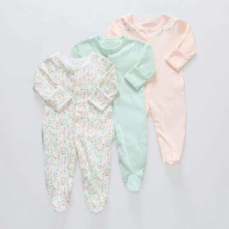 3Pcs/Pack Baby Boys Girls Cotton Rompers Set Newborn Sleepsuit Infant Long Sleeve cartoon Jumpsuit Baby Pajamas 0-12Months