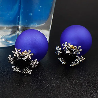 Silver-black-blue Новые модные серьги-гвоздики для женщин, красный круглый шар, свинка, геометрические вечерние серьги, подарок на свадьбу,, ювелирные изделия для ушей - Окраска металла: Silver-black-blue