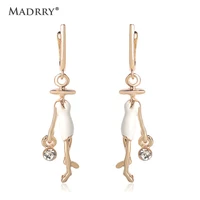 madrry white enamel figure drop earrings for women anniversary wedding jewelry crystal bag lady long pendant earrings oorbellen