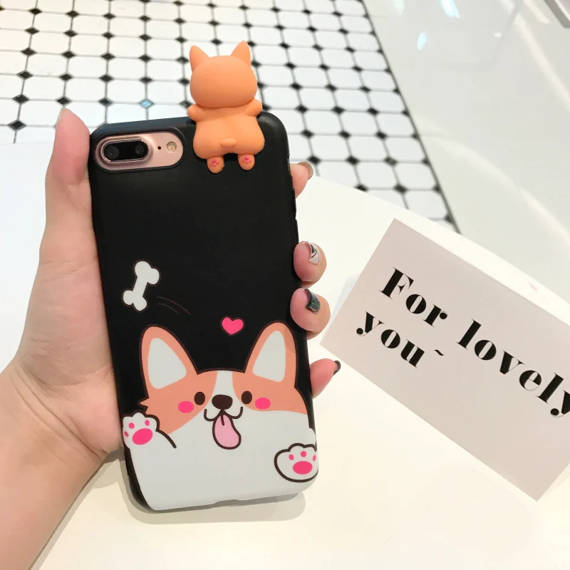 Для iphone 7 Plus 3D Welsh Corgi dog чехол для телефона s 6 6s 6plus 8 8plus милые игрушки собак мягкий