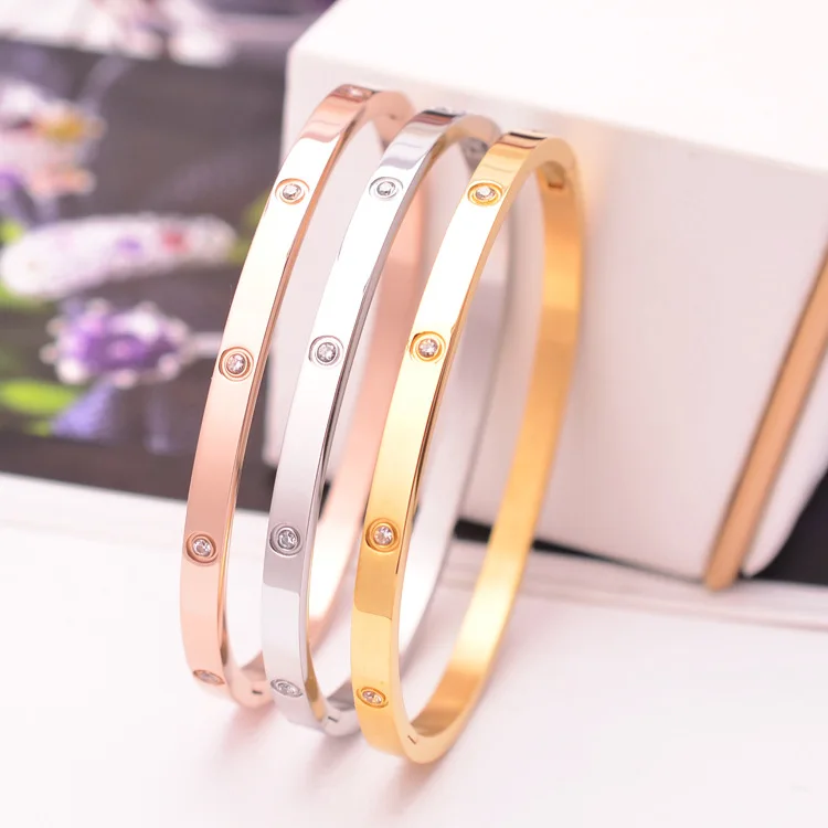 Модные Роскошные ювелирные изделия любовь женский браслет сталь титан CZ Полный