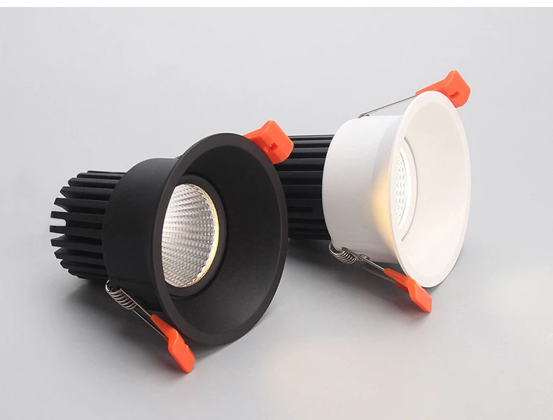 Светодиодный светильник 12 Вт COB Ultrabright 7 Вт Светодиодный точечный светильник для гостиной черный встроенный потолочный светильник круглый светильник антибликовый AC85-265V