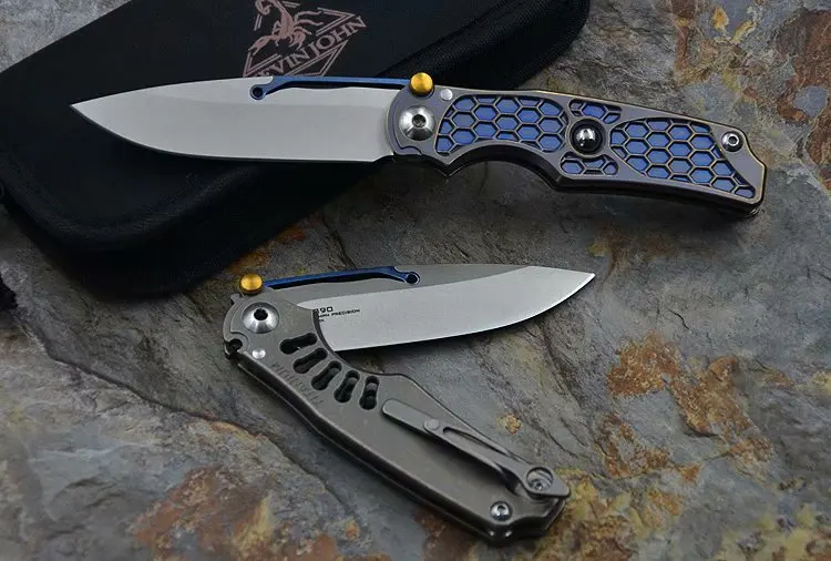 Складной нож Kevin John Ti Lock M390 с титановой ручкой Керамический шарикоподшипник