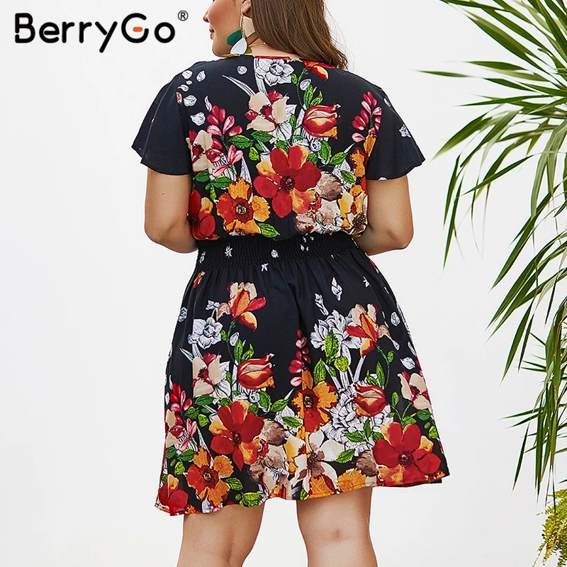 BerryGo Boho платья платье с цветочным рисунком женские большие размеры Летние