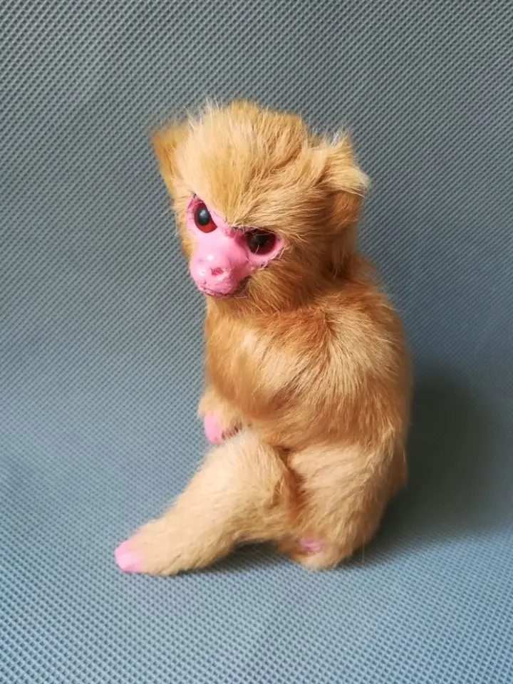 Моделирование обезьяны пластик и мех коричневая модель подарок около 9x6x13 см