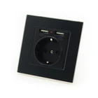 Настенная розетка USB, 16 А, со стеклянной панелью, 2 USB-порта 2100 мА