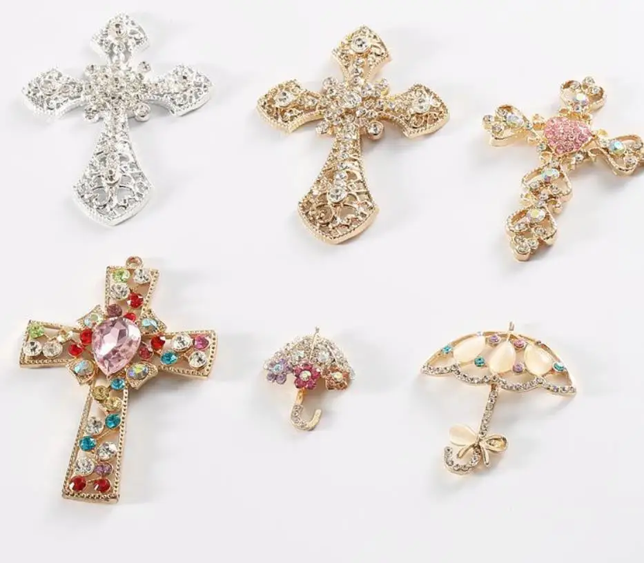 

100pcs/lot flat back,cross shape metal rhinestone button wedding hair bow garment letter DIY accessory wholesale