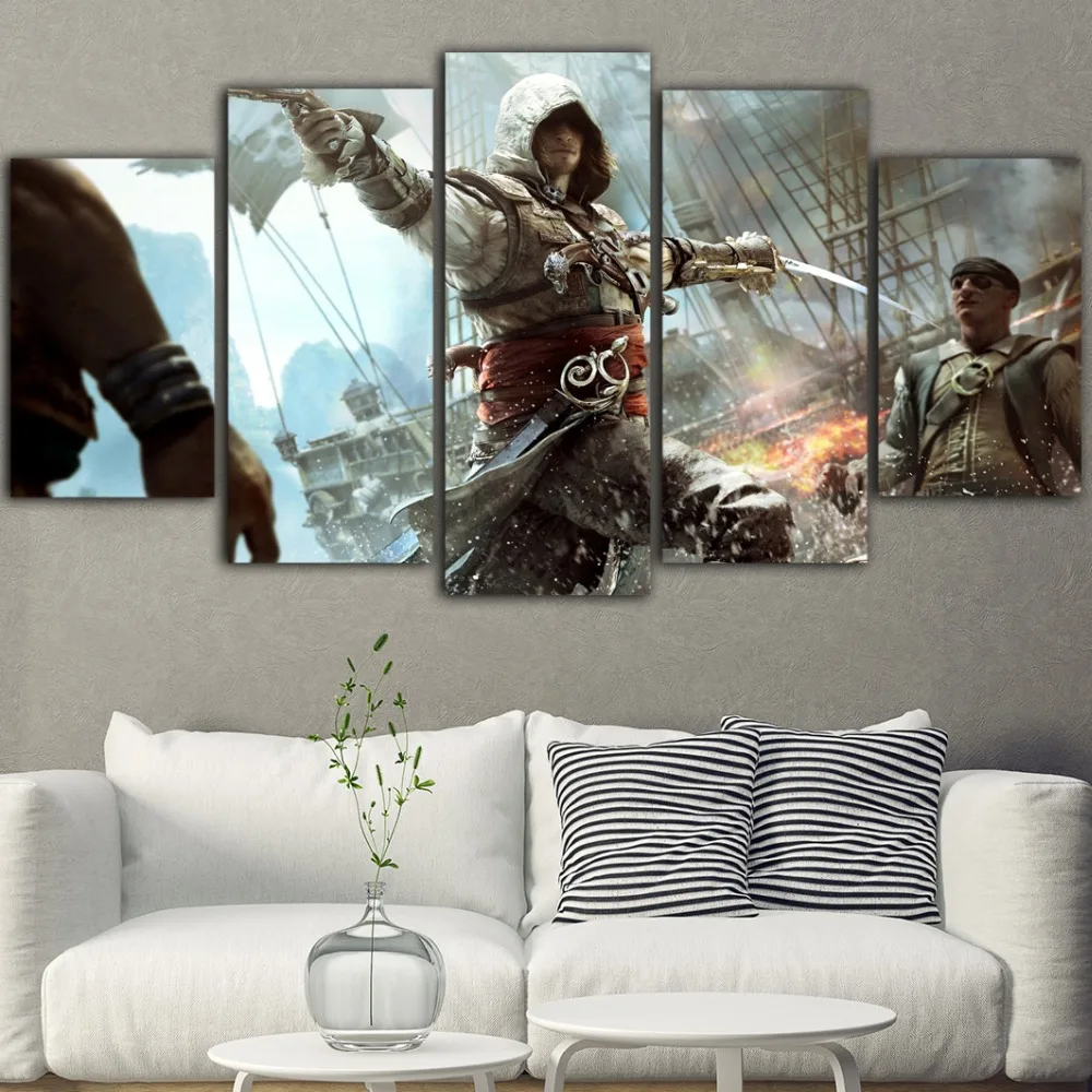 5 шт. Cuadro Decorativo Assassins Creed холст художественные настенные картины для гостиной живопись настольная игра картина плакаты искусство