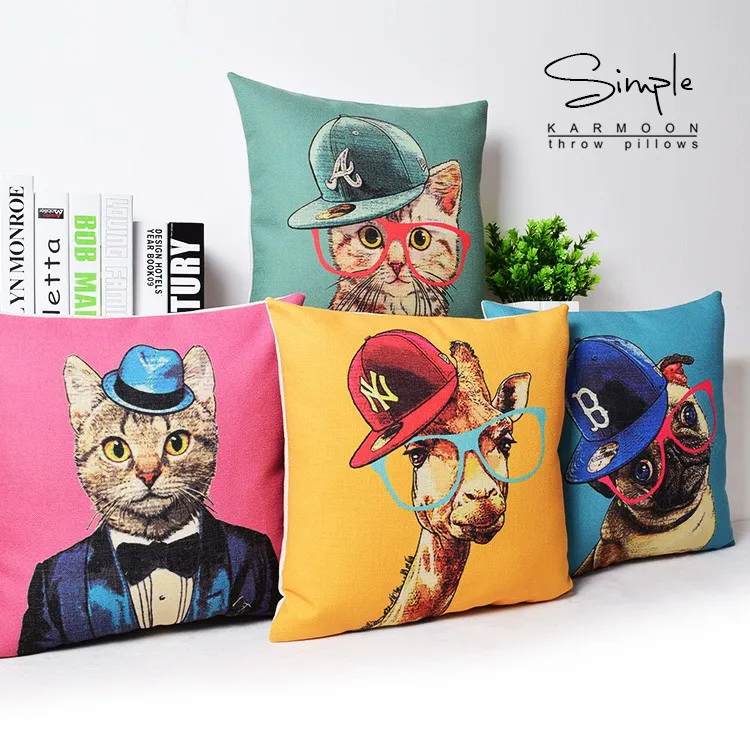 Забавные очки Жираф мопс собака кошка подушек белье Кепки декоративная подушка