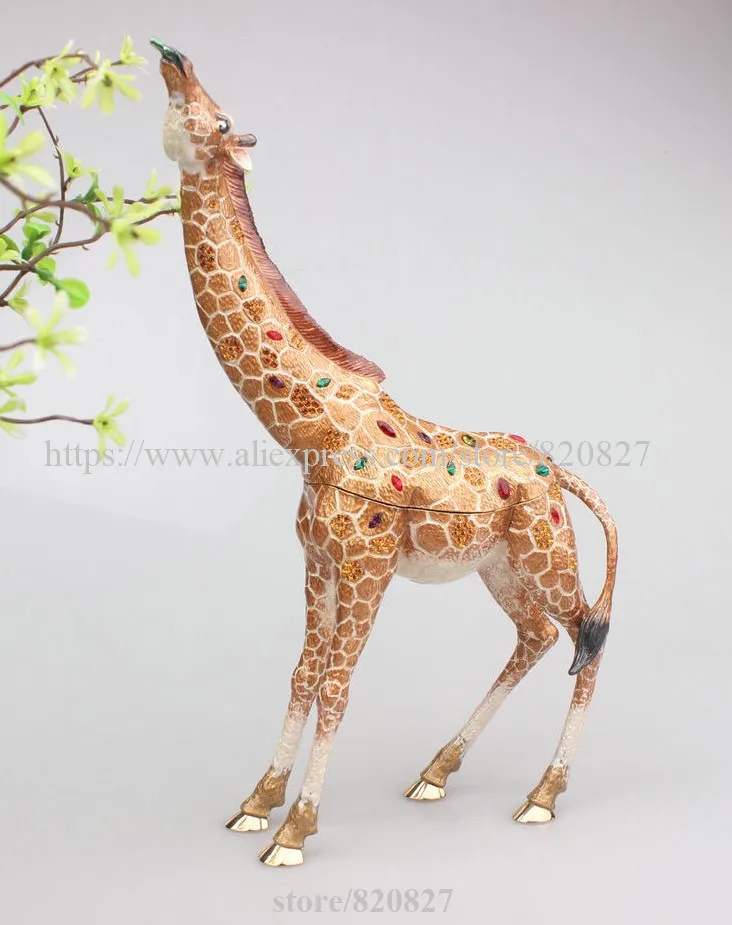 

Large Bejeweled Giraffe Trinket Box Giraffe (Large, 9.8") Jeweled Trinket Box with Crystals Decorative Metal Giraffe Shape Gift
