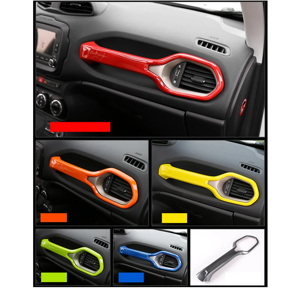 

Muchkey 8 Color ABS Car Interior Copilot Seat Grab Handle Cover Decoration Trim Stickers For Jeep Renegade 2015-2016 Car Styling