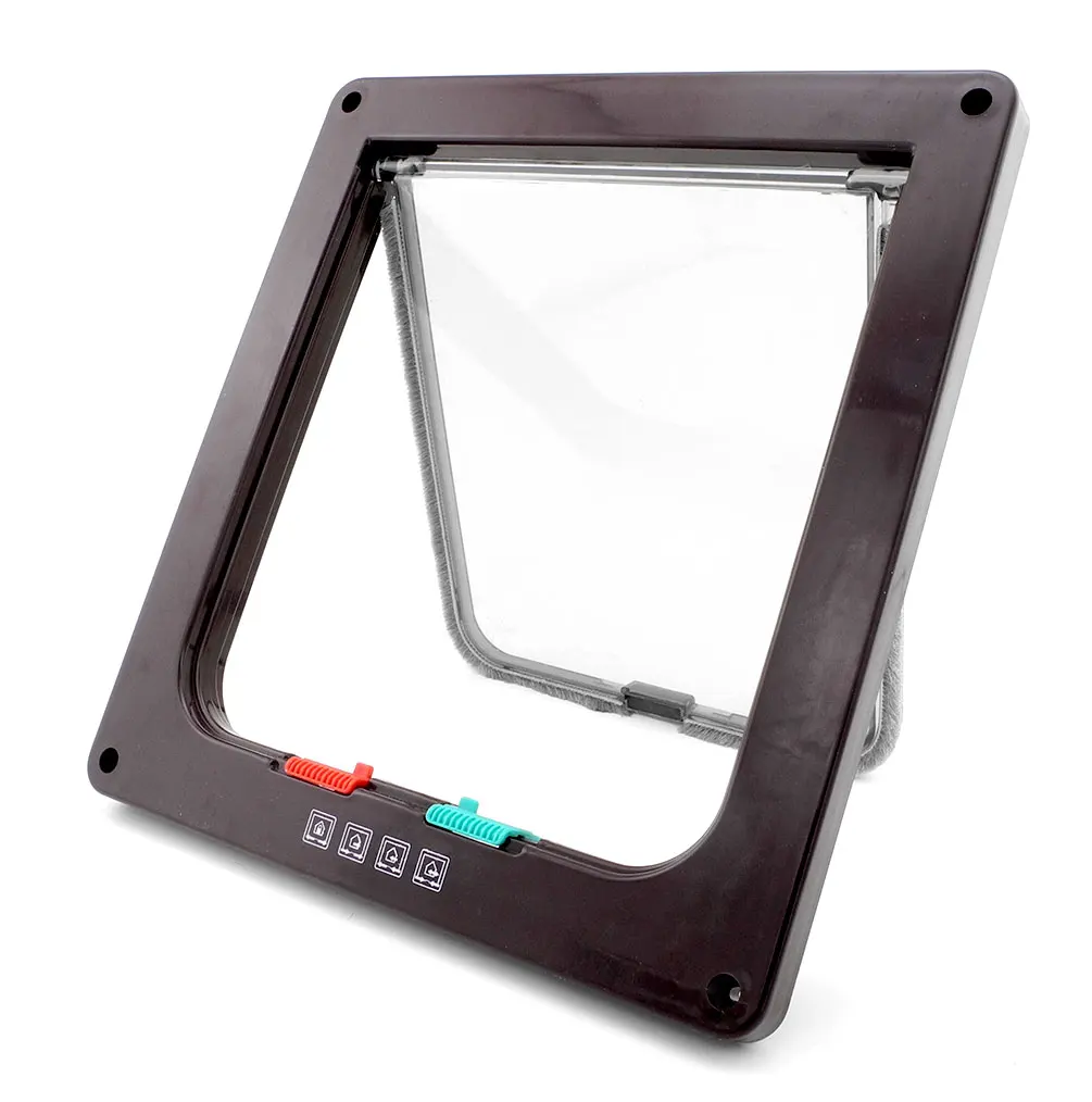 Cat Door Lockable Manual Control Access Pet 4 Way Locking Flap for Small Dogs Puppy |