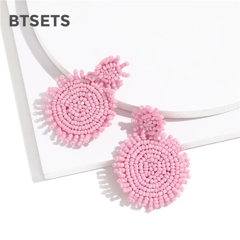 INS Fashion White Large Earrings for Women 2019 Trendy Beads Cotton Tassel Fringes Dangle Drop Bts Wedding Jewelry | Украшения и
