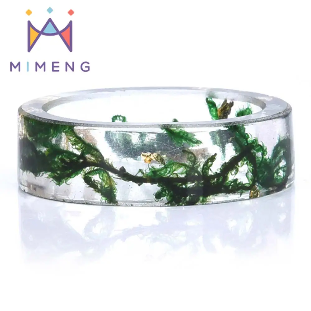 MiMeng уникальное резиновое зеленое дерево кольцо сушеные цветы дизайн пластиковые
