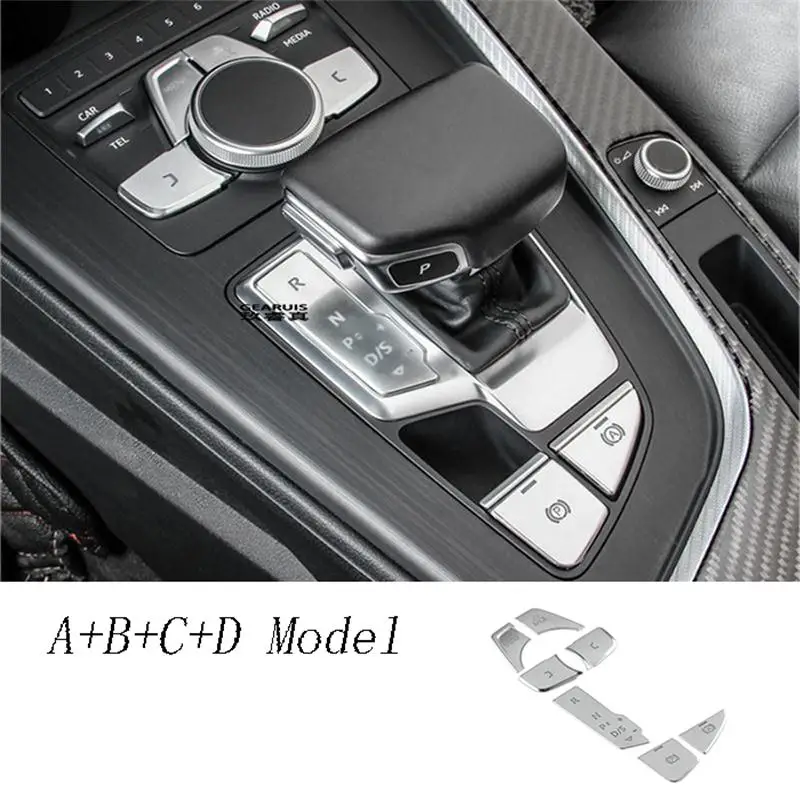 A B C D Model Автомобильный Стайлинг для Audi A4 B9 панельная Накладка для коробки передач накладка консоль мультимедийная Кнопка меню наклейка интерьерные авто аксессуары - Название цвета: A B C D Model
