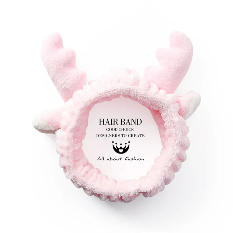 Модные женские резинки для волос милый плюшевый мультяшный олень рога повязка на