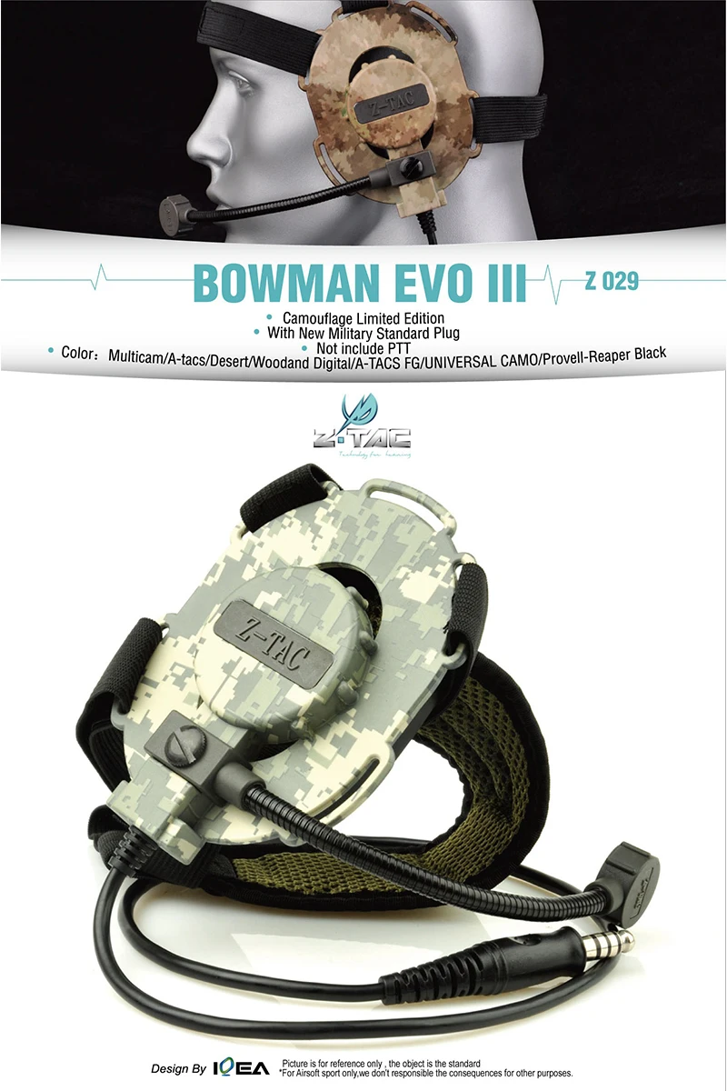 Z-Tac тактическая гарнитура Bowman Evo III гарнитура Военная U94 PTT Baofeng страйкбол тактическая стрельба наушники Softair PTT