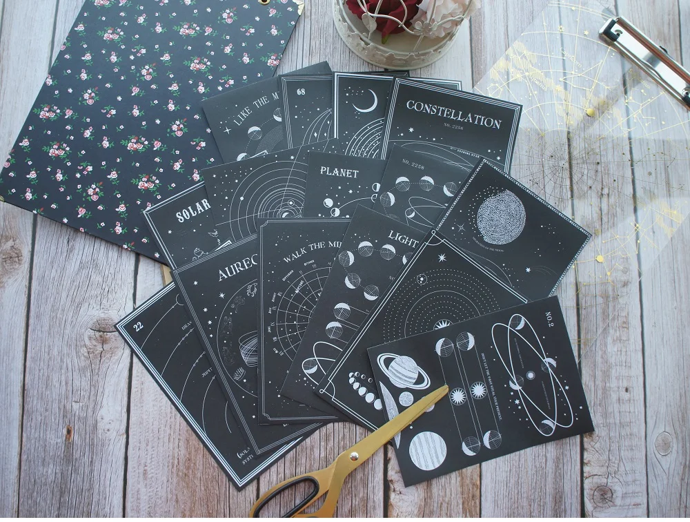 15 листов DIY 12*17 см черно-белое созвездие, когда мы смотрите на тему Universe крафт-бумага Скрапбукинг креативный подарок DIY использование