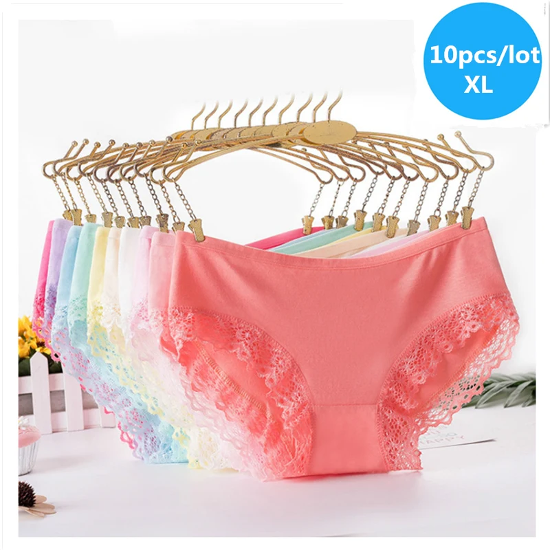 10PCS XL Mixed color Лидер продаж, 100 шт./партия, молодые девушки трусики детское нижнее белье из бамбукового волокна ярких цветов от 12 до 25 лет, мягкие кружевные детские трусы,, трусы - Цвет: 10PCS XL Mixed color