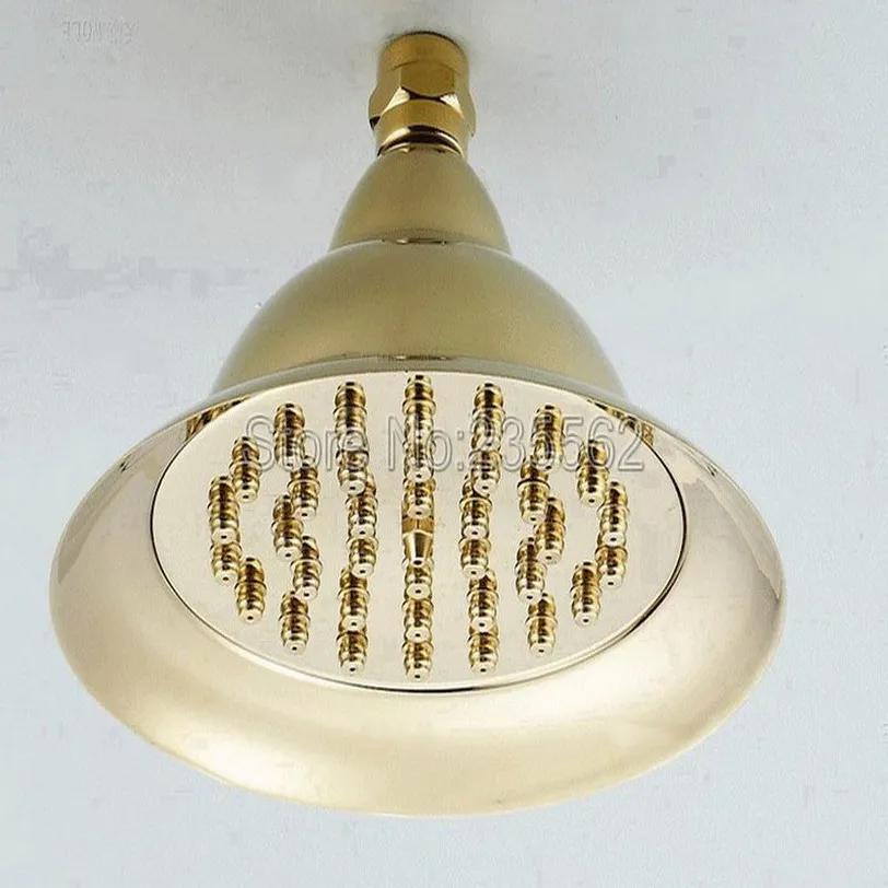 

Golden Brass Finish Contemporary Bathroom 7 inch Rain Shower Faucet Set W/ Bathtub Mixer Taps lgf377