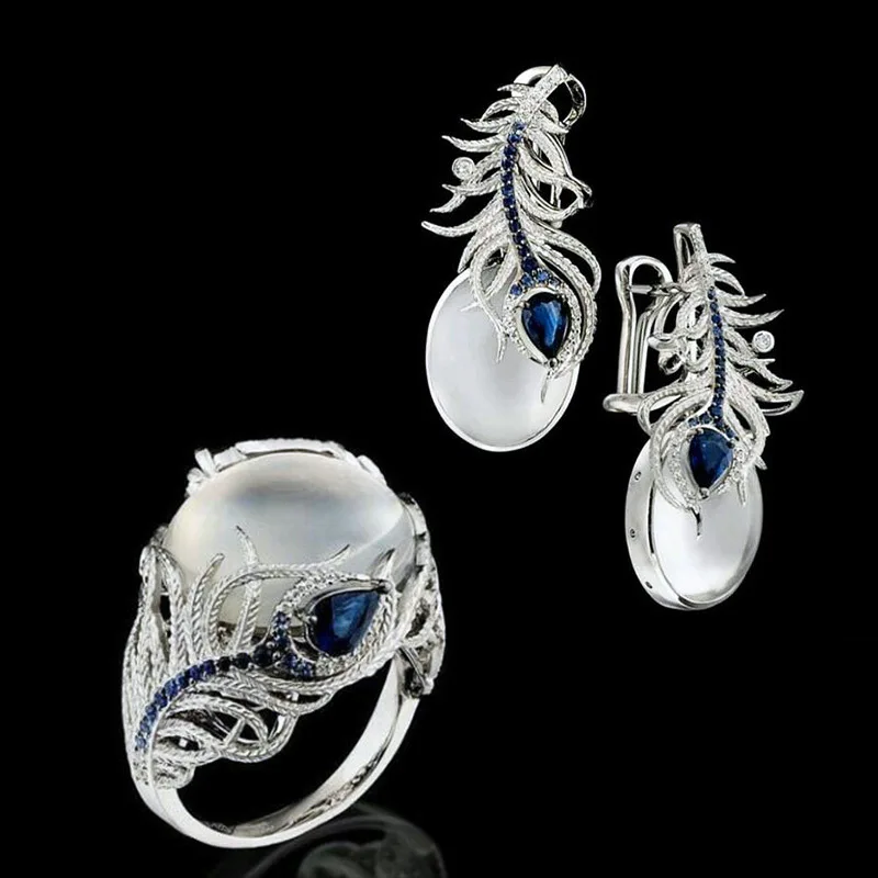 Роскошные женские обручальные кольца Delicated Jewelry для женщин лунный камень серебро
