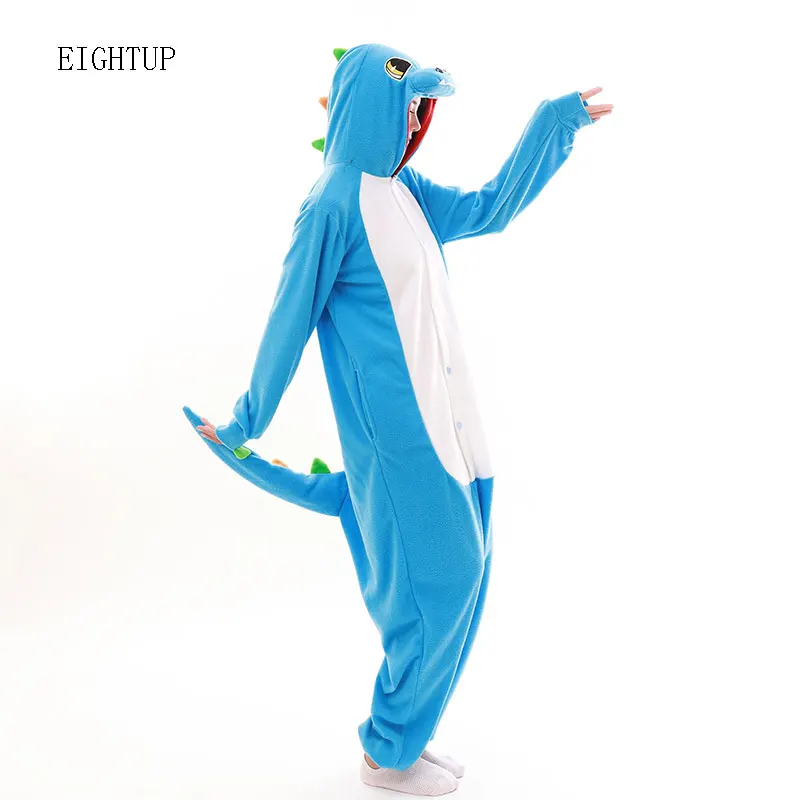 Пижама кигуруми для взрослых флисовая синяя с динозавром|carnival costume|dinosaur onesiepyjama