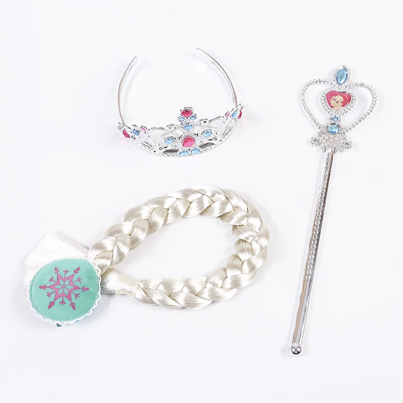 3PCS/set Elsa Anna Tiara Hair Accessories Crown Wig Magic Wand Cosplay Halloween Party Christmas Gift For Kids Top Quality |