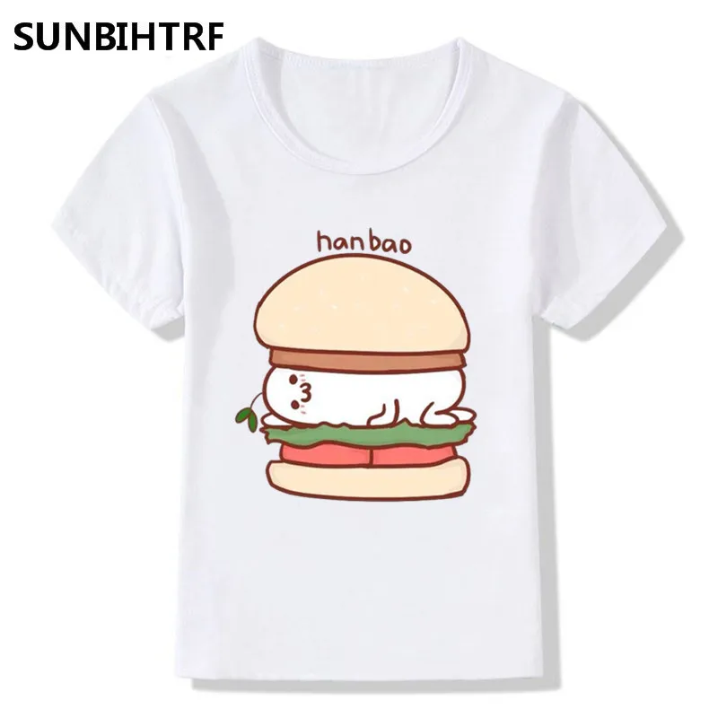 Модная Забавная детская футболка с изображением бургера и робота Детская летняя