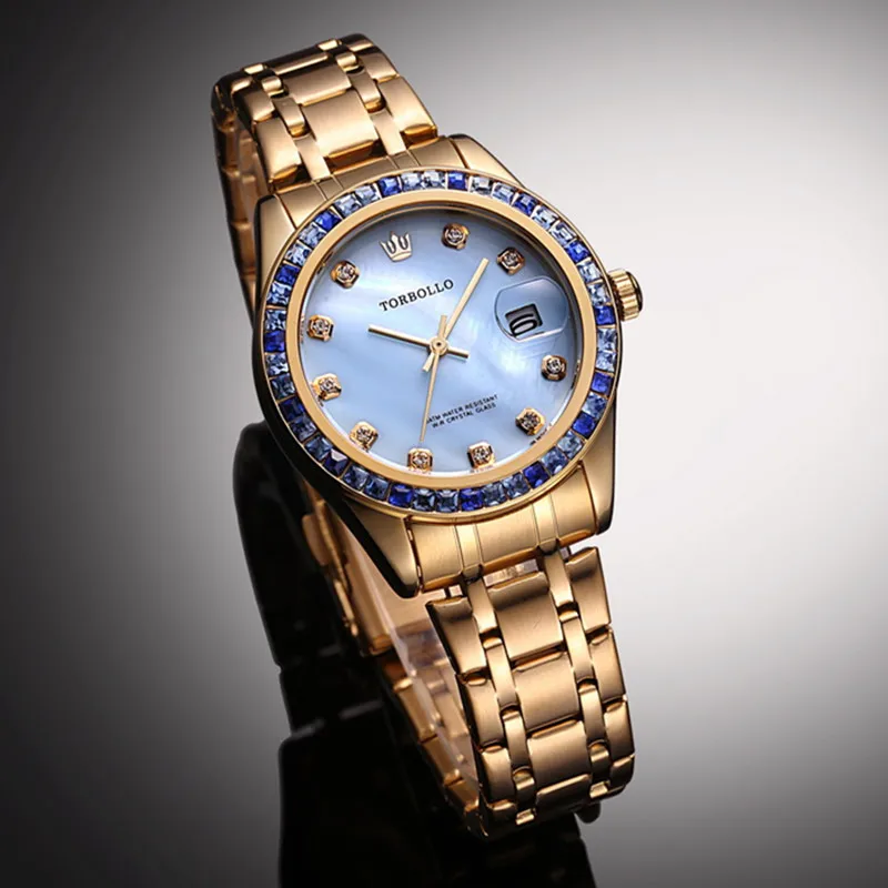 Женские повседневные часы с японским механизмом Водонепроницаемые Синие