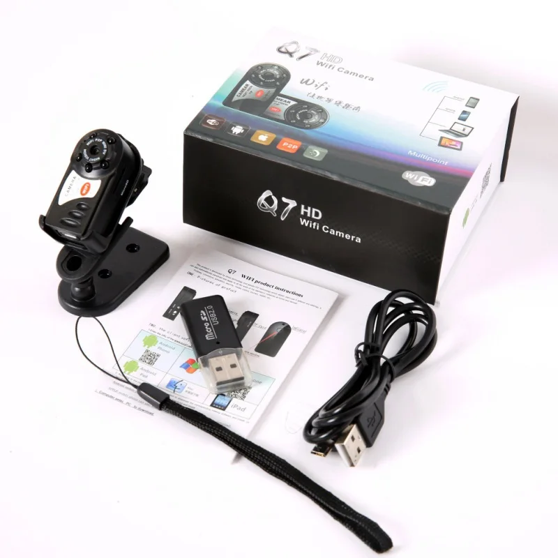 Mini Q7 Camera 480P Wifi Infrared Night Vision with Six Lights 300 000 (dpi) Camcorders Kits for Car Home Security-TF CCTV | Электроника