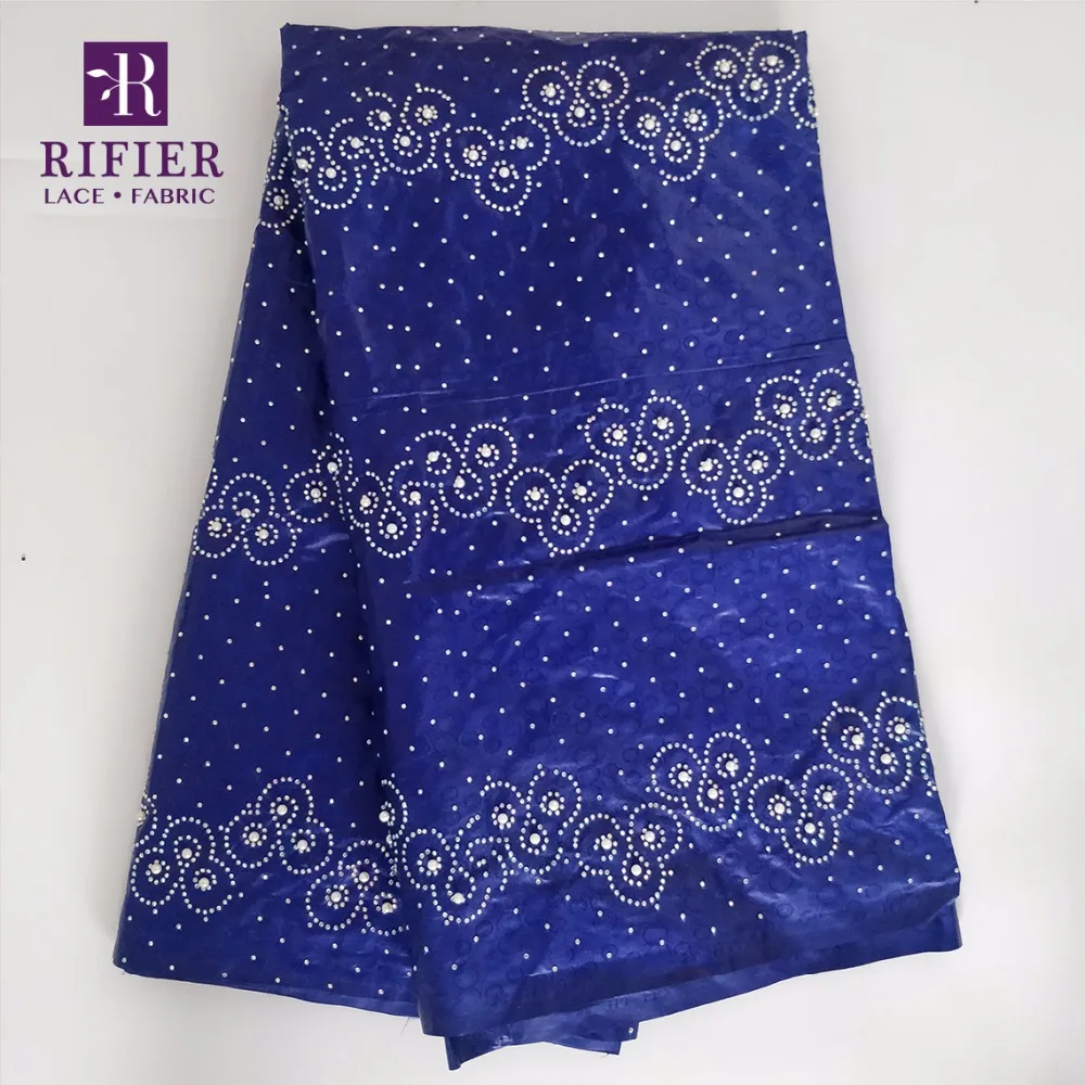 Бисерный Африканский раковина Gextczer с Стразы Королевский синий цвет базин хлопок