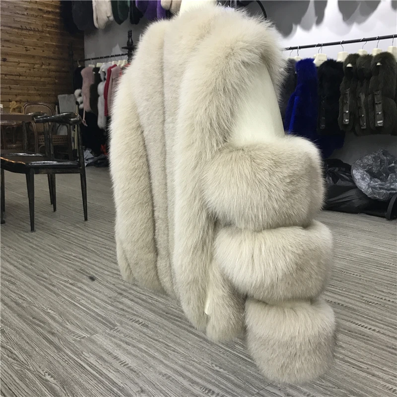 Женское теплое пальто из натурального Лисьего меха короткая тонкая зимняя куртка из натурального меха Новая модная верхняя одежда роскошное пальто из натурального Лисьего меха