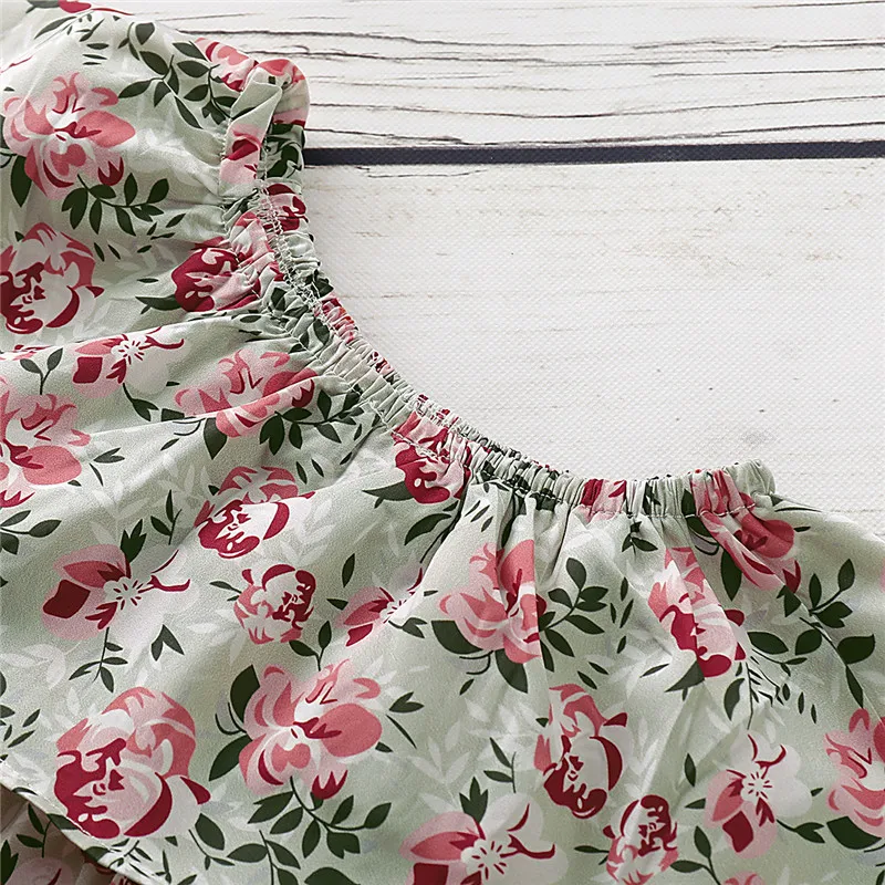 Милое платье для маленьких девочек повседневное летнее с цветочным принтом и