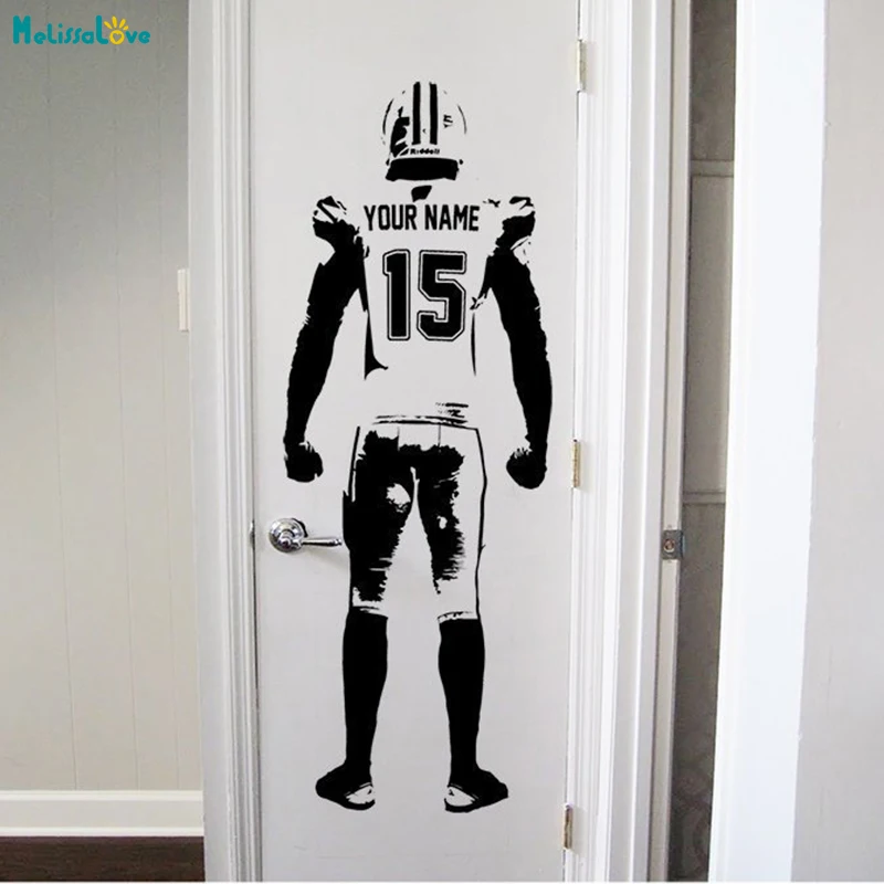 Custom jersey name and number Rugby athlete Vinyl sports Wall Decals American football Player diy wall stickers home decor D1000 | Дом и сад
