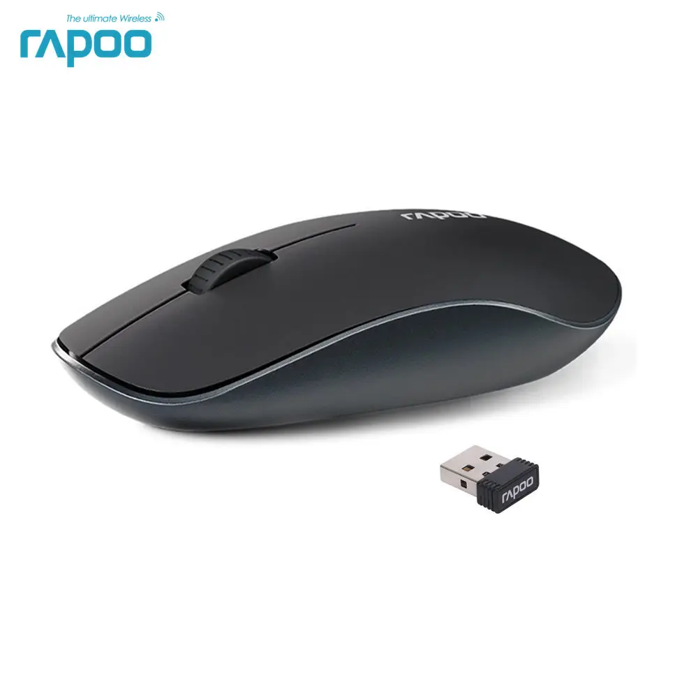 Оригинальная Беспроводная оптическая мышь Rapoo Office Silent бесшумная тонкая 1000 DPI для
