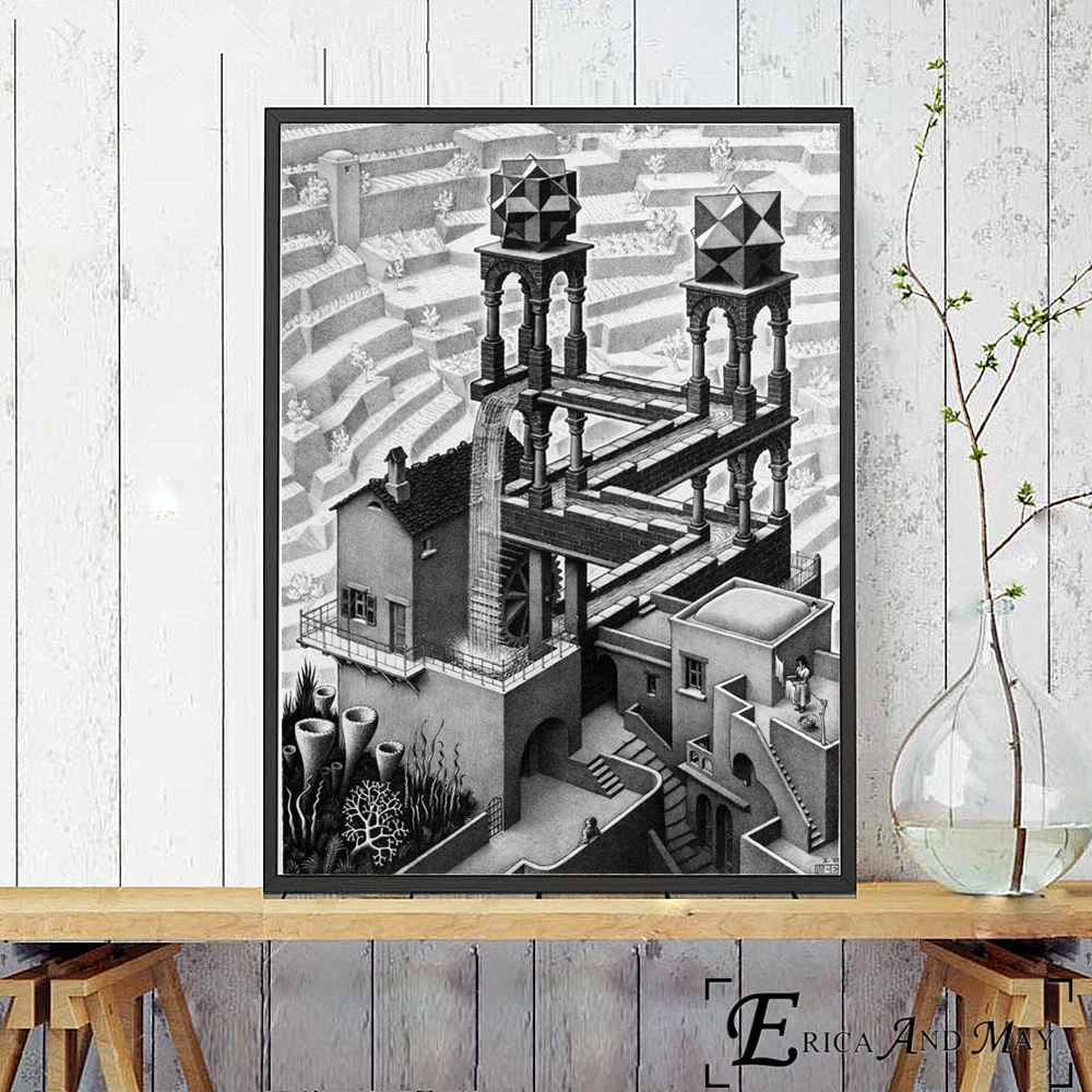 Escher Surreal геометрическое произведение искусства, печать на холсте, картина маслом на холсте, настенные художественные фрески, картины для гостиной, декорации