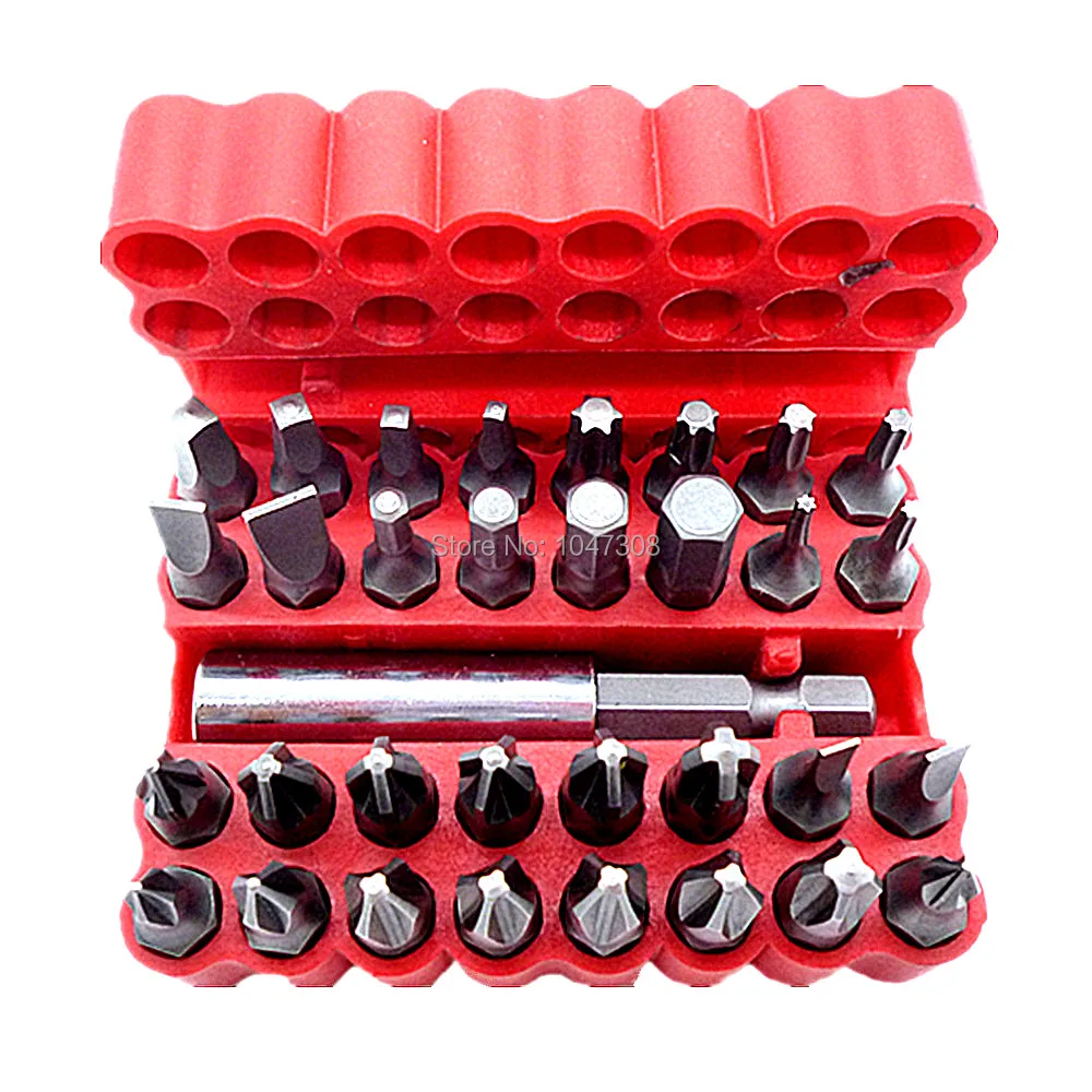 33 шт. бита защиты защищенный бит безопасности винт Отвёртки подделок Torx 1/4 ''(6.35