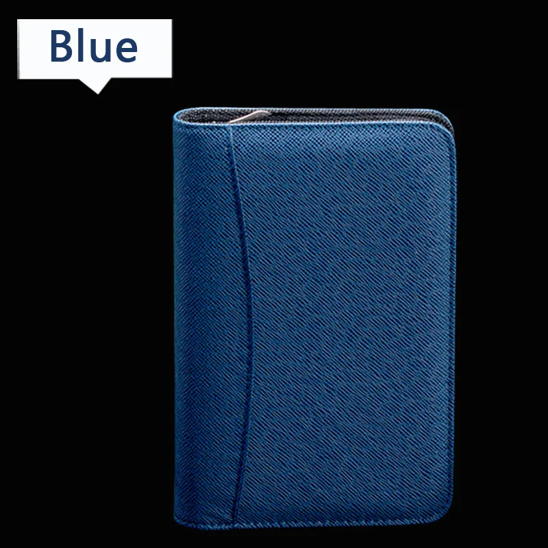 Blue Кожаный бизнес-блокнот на молнии и калькулятор A5 B5, блокнот на спирали, дневник, планировщик, большой объем, Padfolio - Цвет: Blue