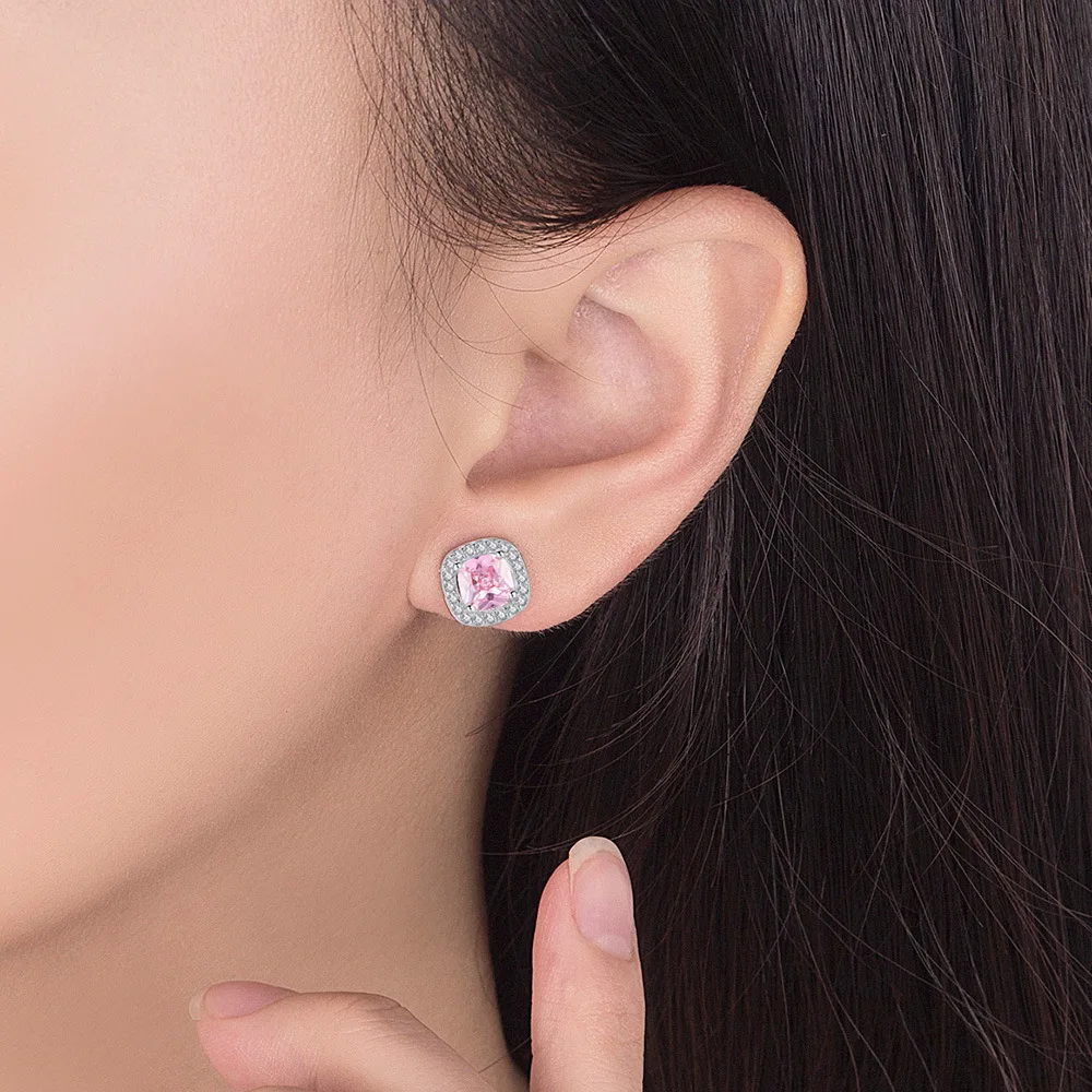 Promotion 925 sterling silver shiny cz zircon square star ladies`stud earrings jewelry wholesale women Anti allergy cheap gift | Украшения