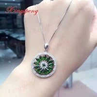 925 sterling silver with 100 natural female diopside pendant necklace luxury and generous